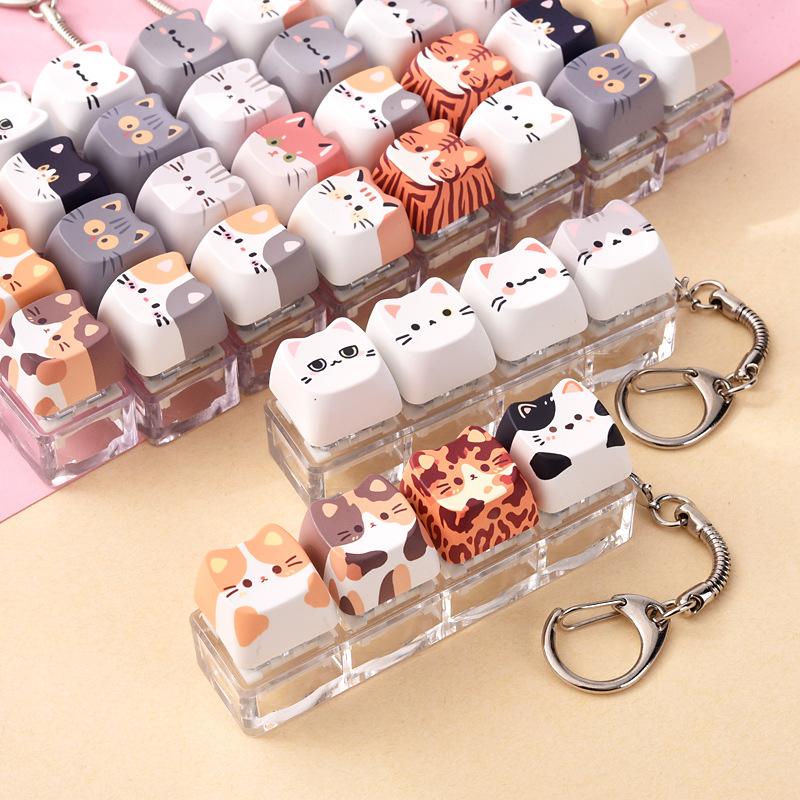 Electronics Latest Gadgets - 1Pcs Cute Cat Keycap Fidget Keychain