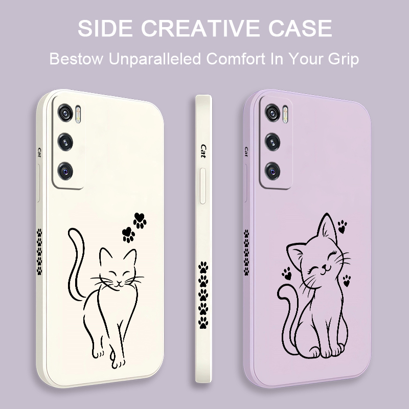 Cute Cat Line Black Phone Case - đánh giá và giá Vivo V40